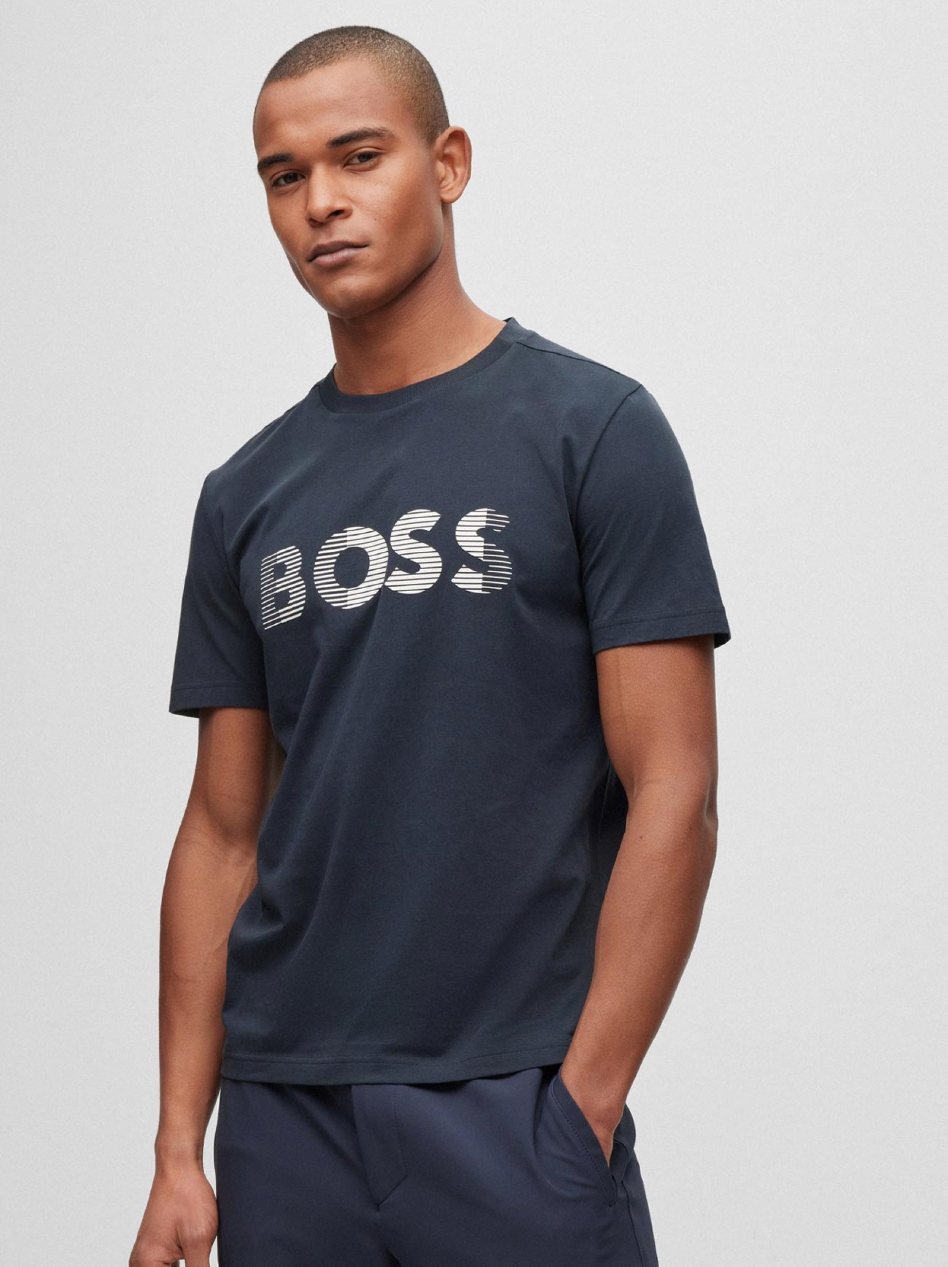BOSS Mens Dark Blue Bodywear Logo T-Shirt Designerwear