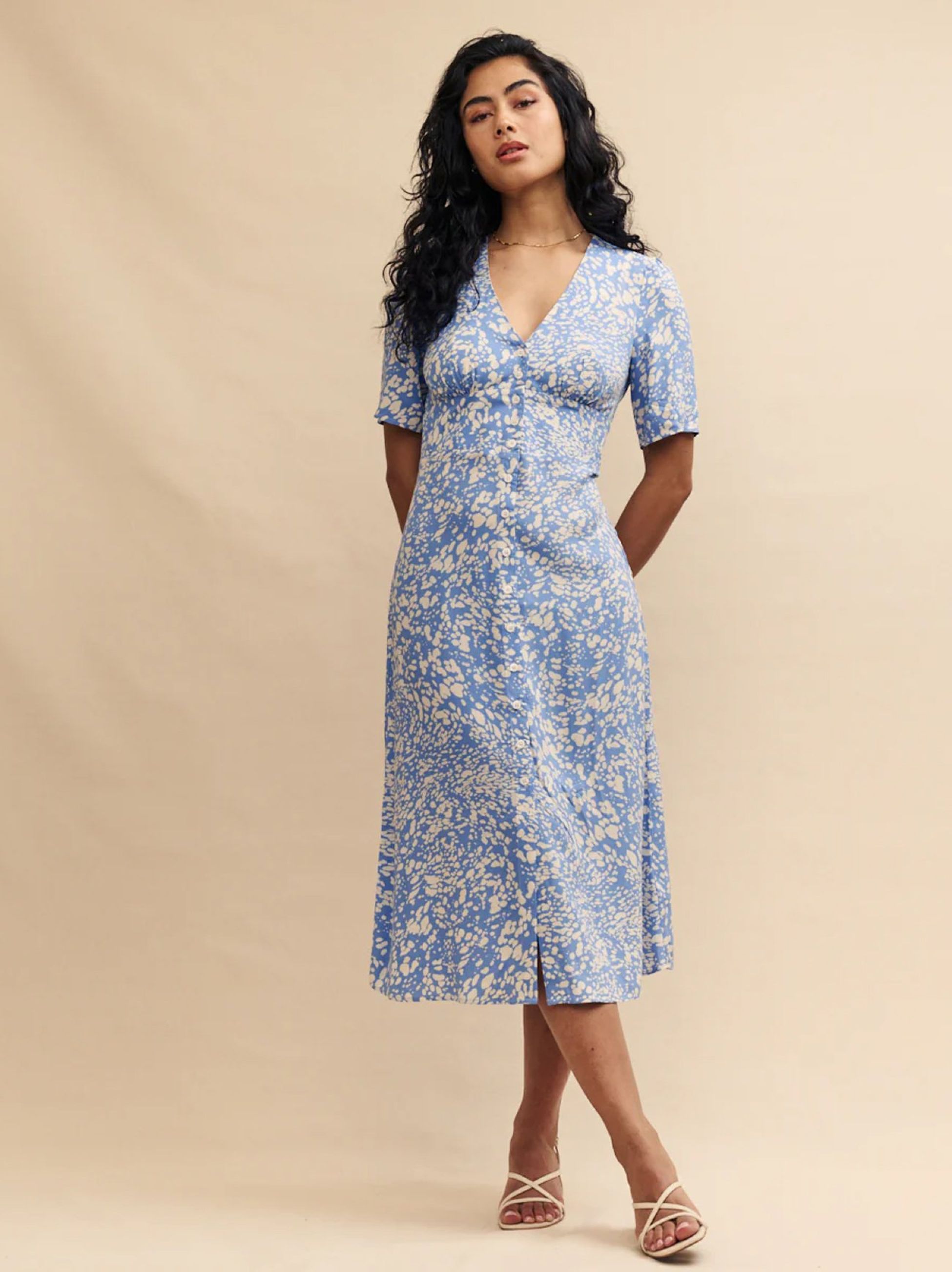 Nobody's Child Womens Blue Lavender Alexa Midi Dress | Designerwear