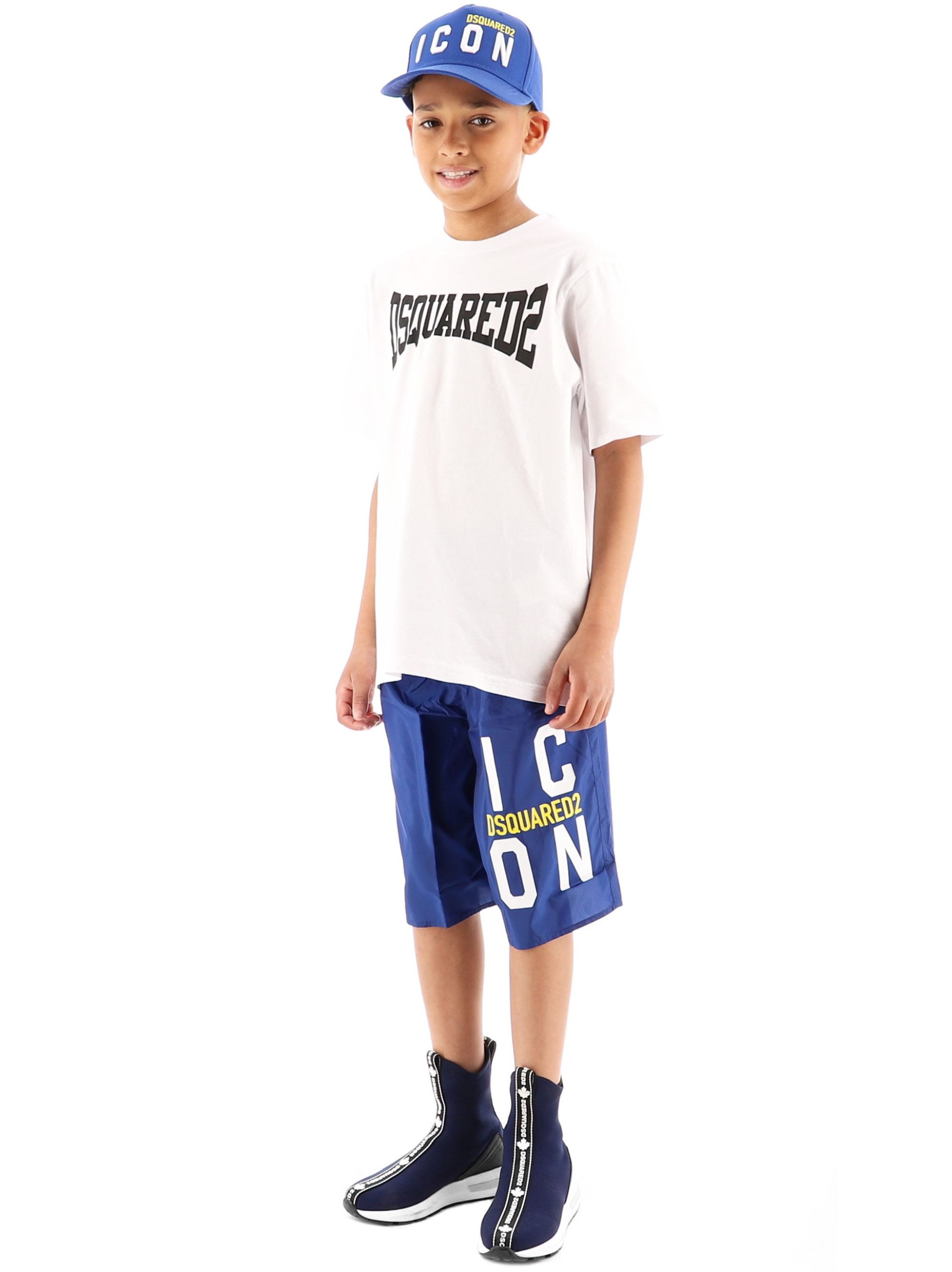 DSQUARED2 Kids Blue Logo ICON Swim Short Designerwear