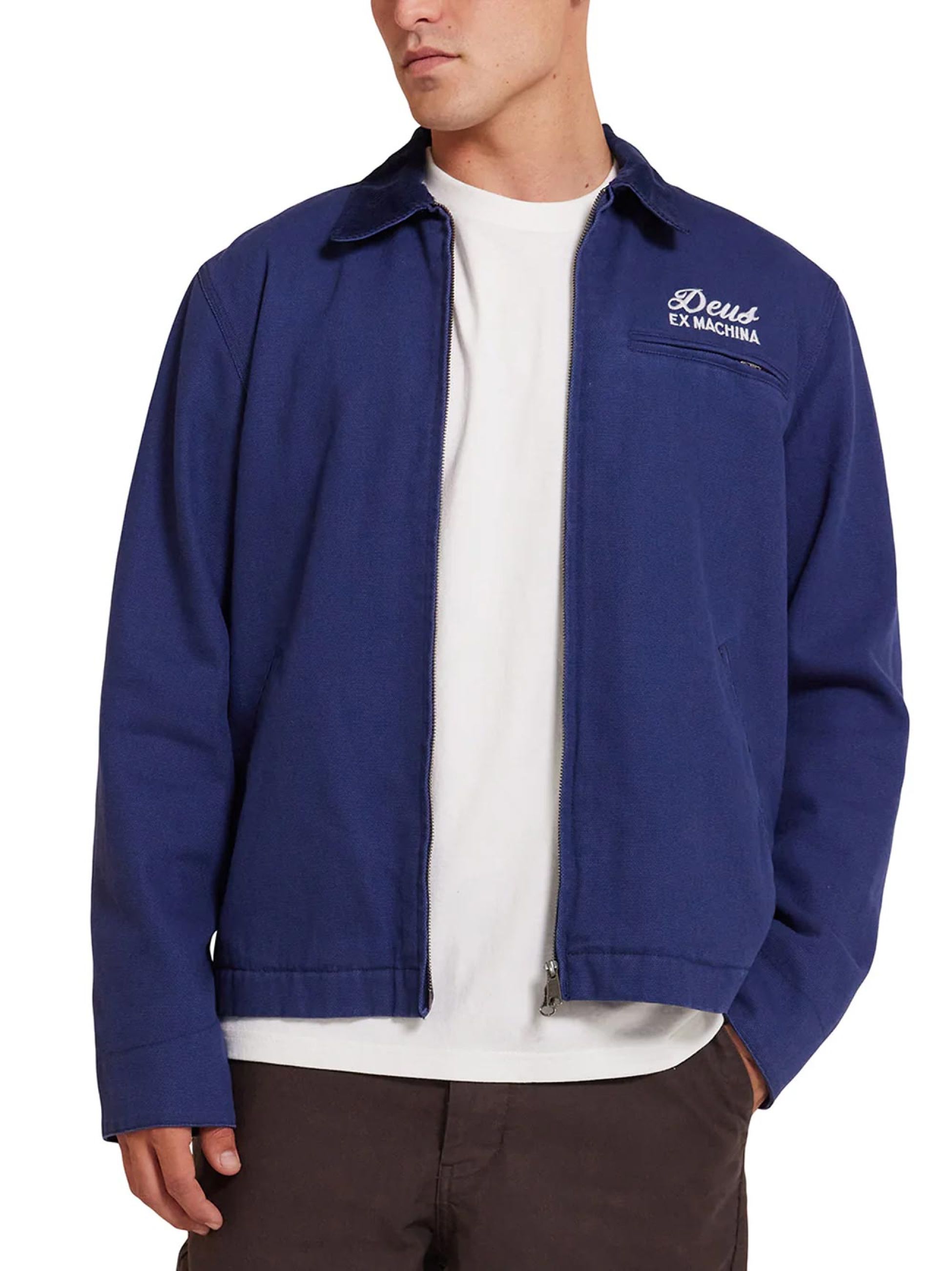 Deus Ex Machina Mens Mechanic Blue Address Workwear Jacket