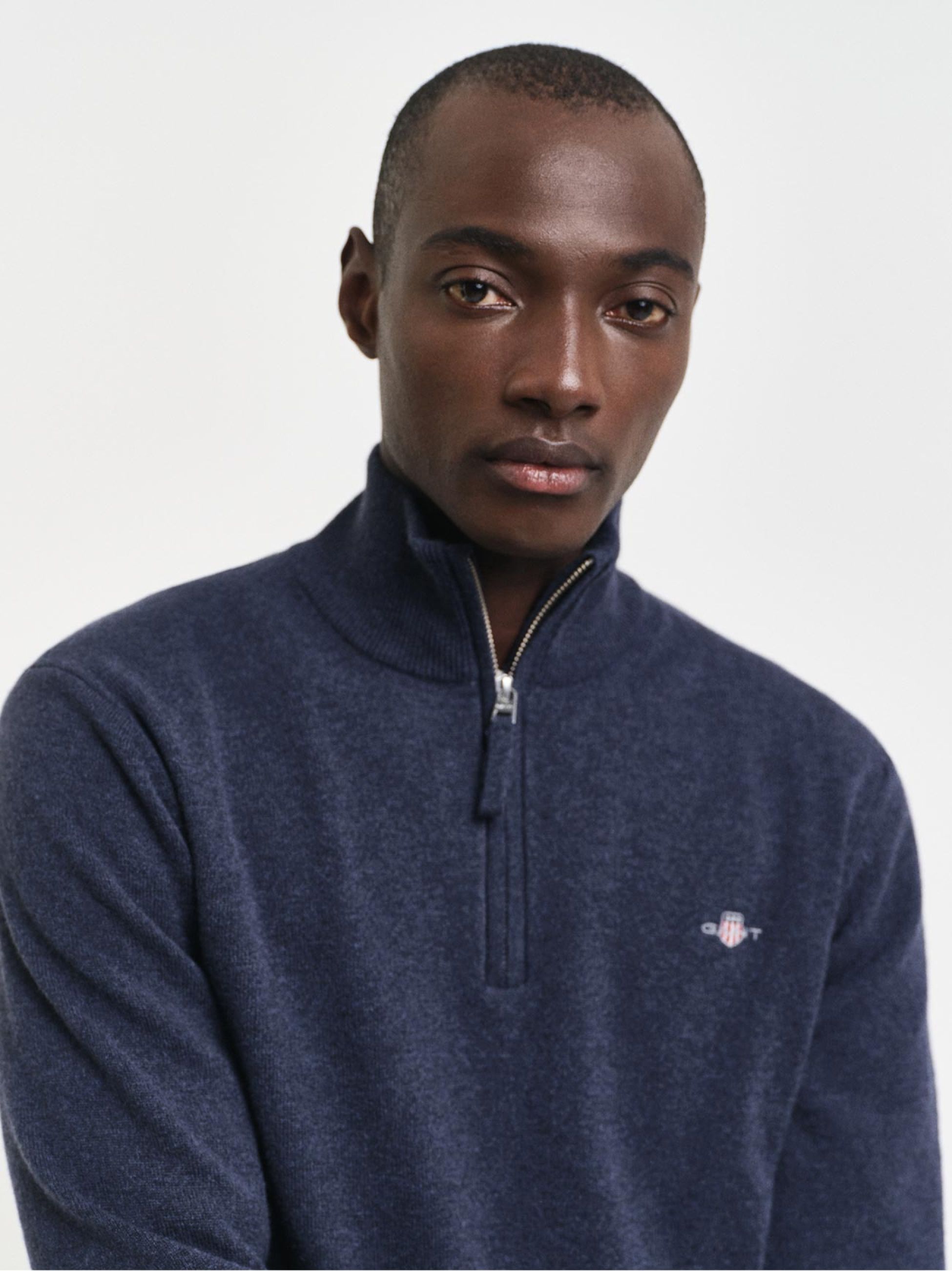 GANT Original Shield Half Zip Sweater Grey Melange | Man