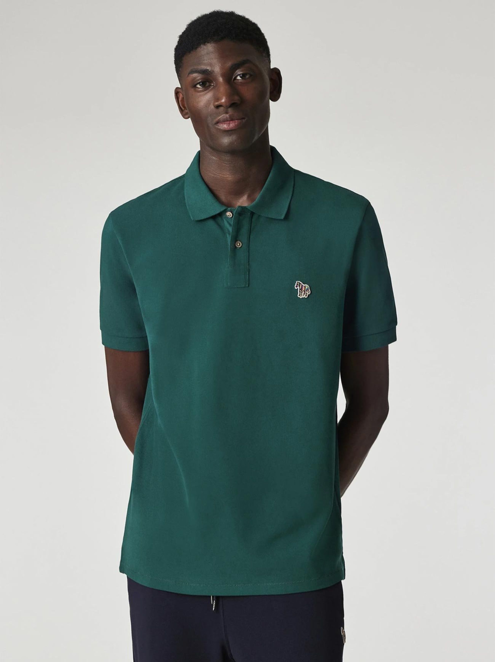 Paul Smith Mens Dark Green Zebra Polo Shirt Designerwear
