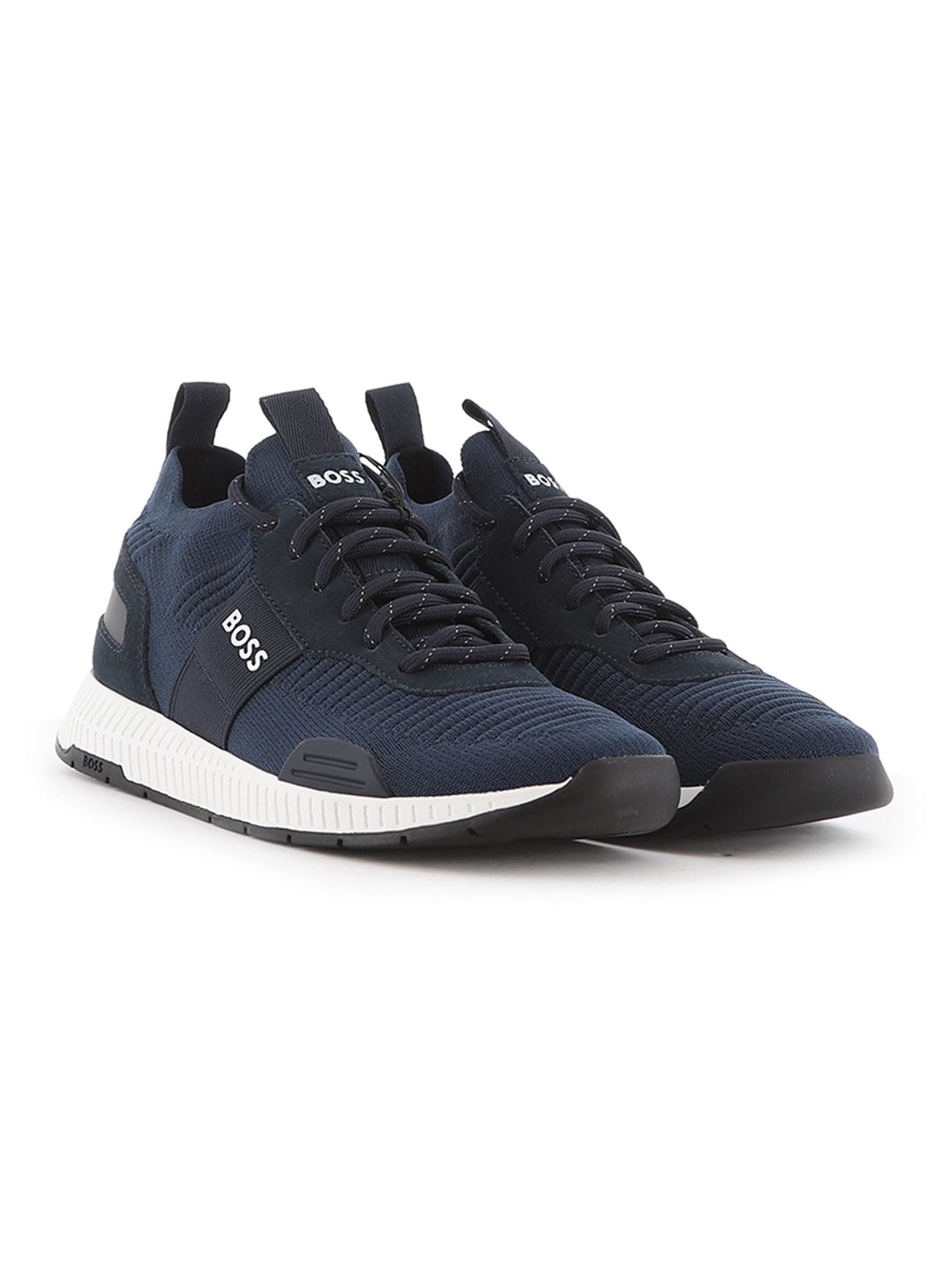 BOSS Dark Blue Titanium Runn Repreve Sock Trainer Designerwear