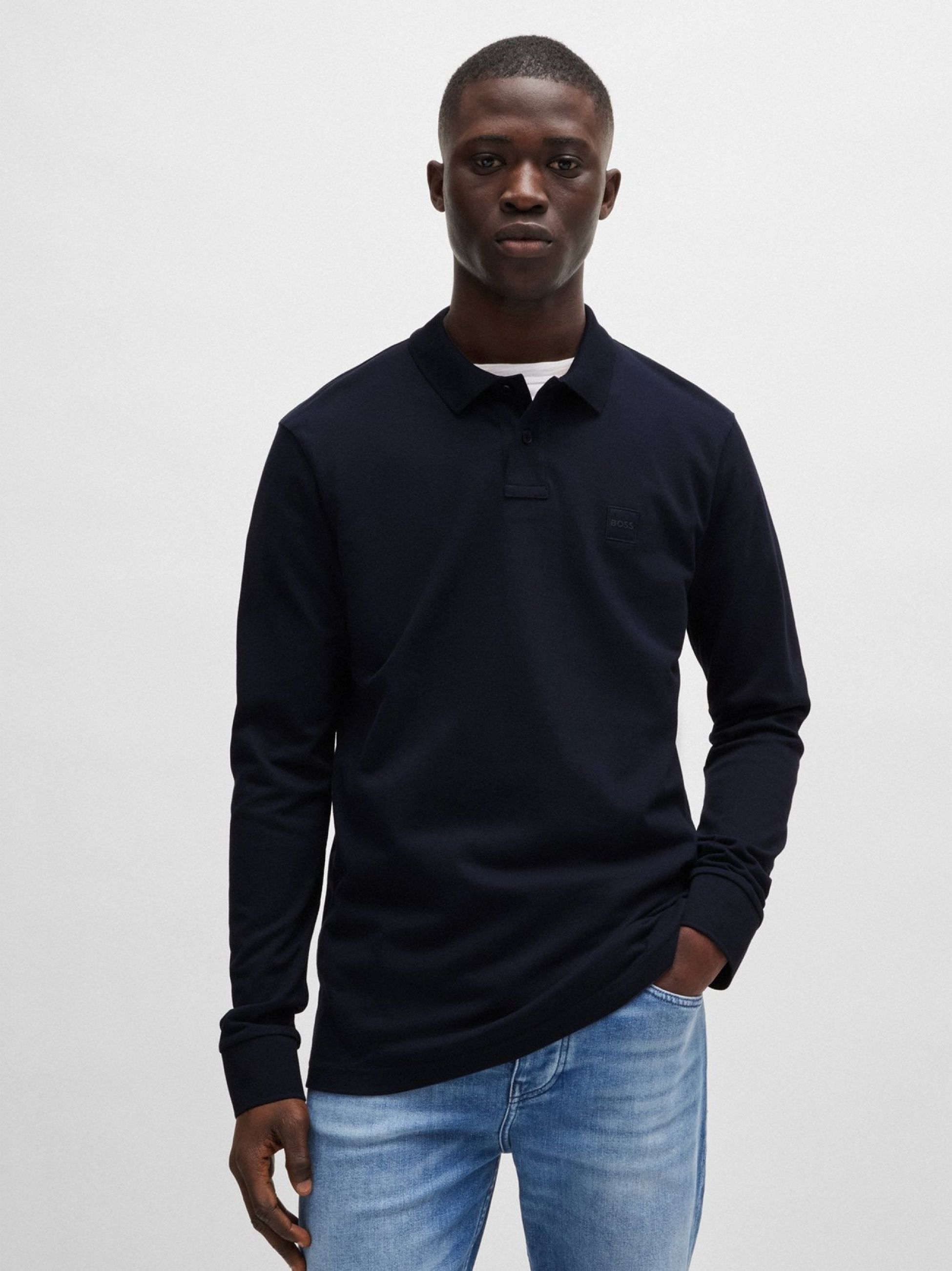 BOSS Mens Dark Blue Passerby Polo Shirt Designerwear