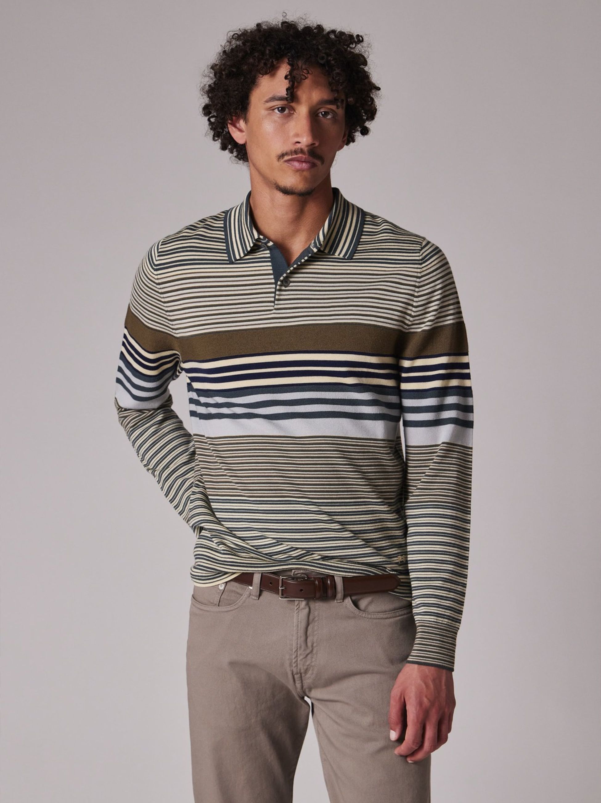 Paul Smith Mens Petrol Green Long Sleeve Sweater Polo Shirt