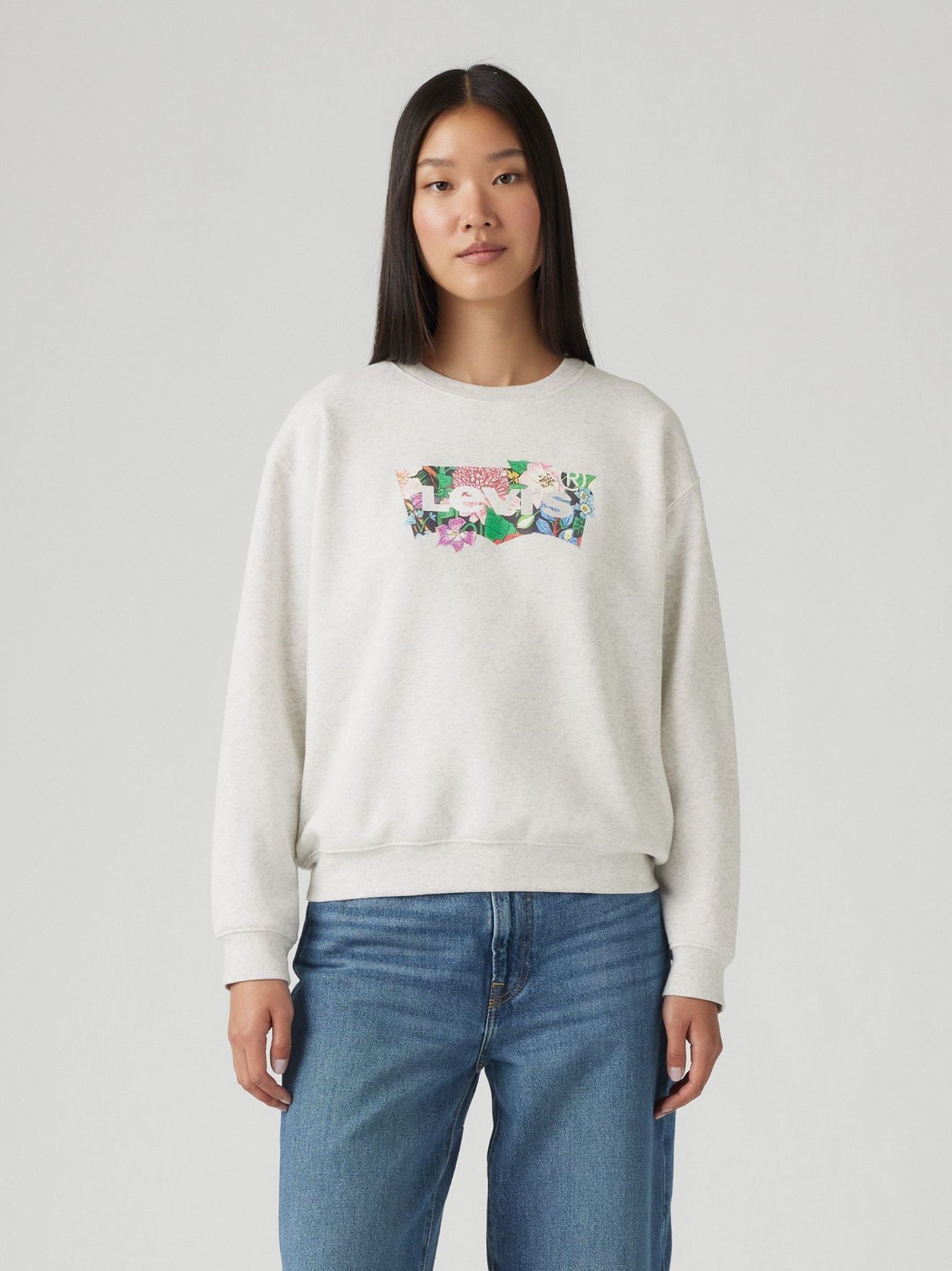 Levi's Womens Crew Coloring Book Flower Bw Fill Orbit Hthr Grey ...