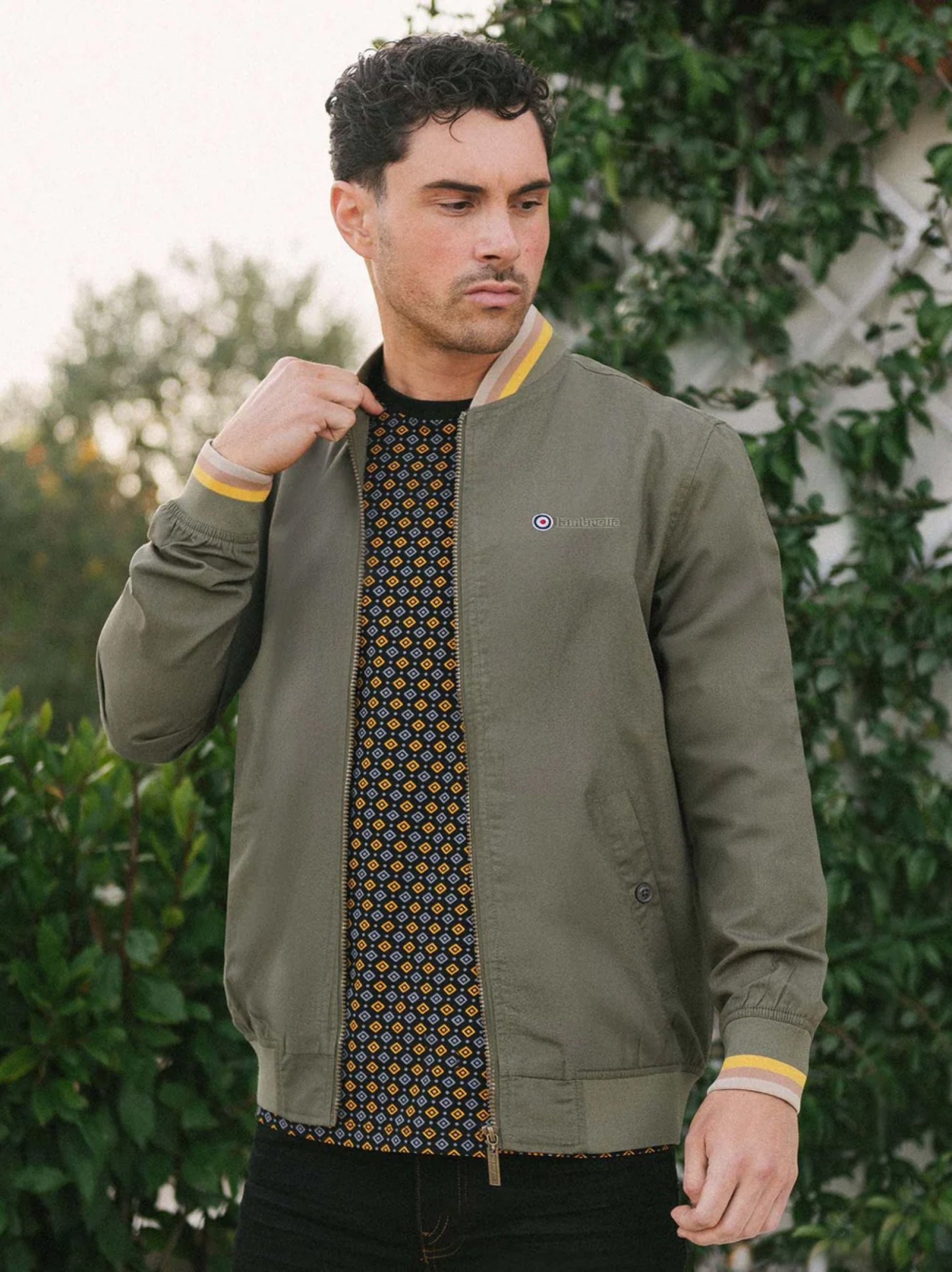 Lambretta Mens Khaki Triple Tipped Monkey Jacket Designerwear