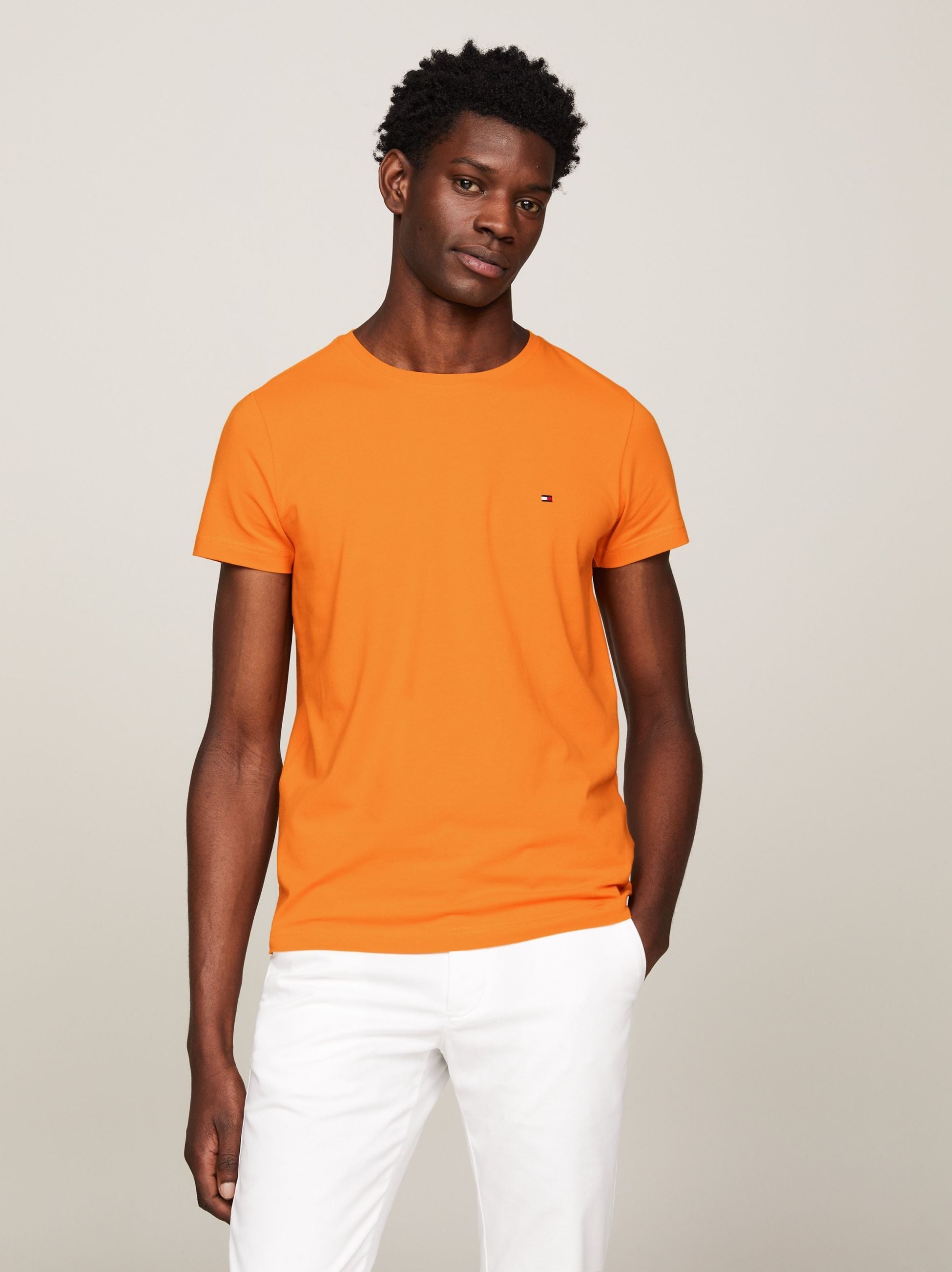 Tommy Hilfiger Mens Rich Ochre Stretch Slim Fit T-Shirt Designerwear