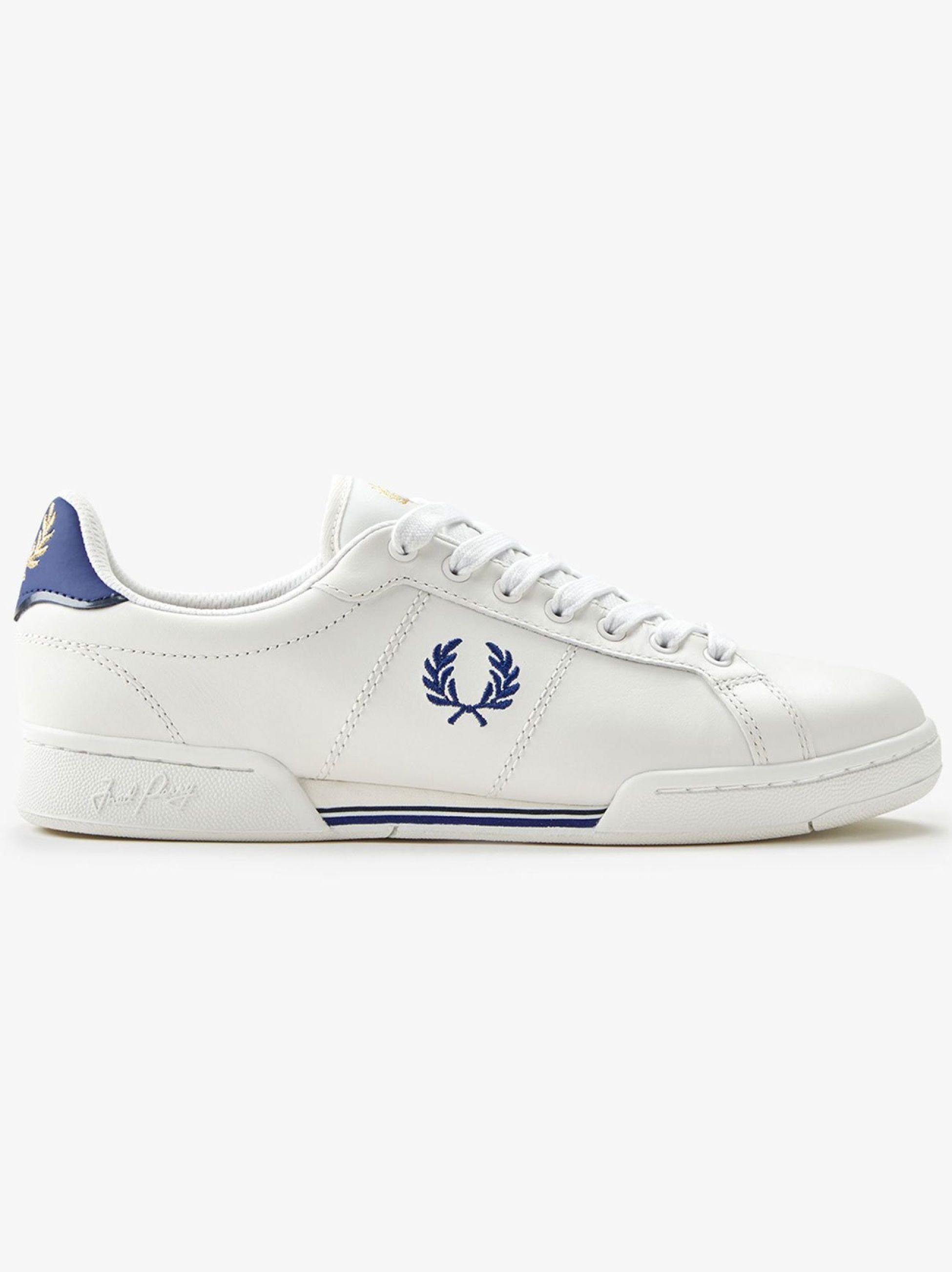 Fred Perry Mens Porcelain Shaded Cobalt B722 Leather Trainer | Designerwear