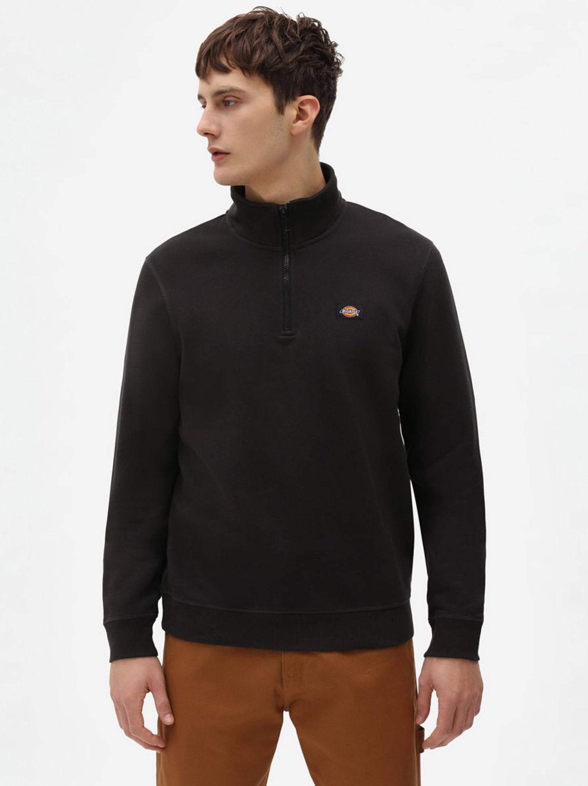 Dickies Mens Black Oakport Quarter Zip Sweatshirt Designerwear