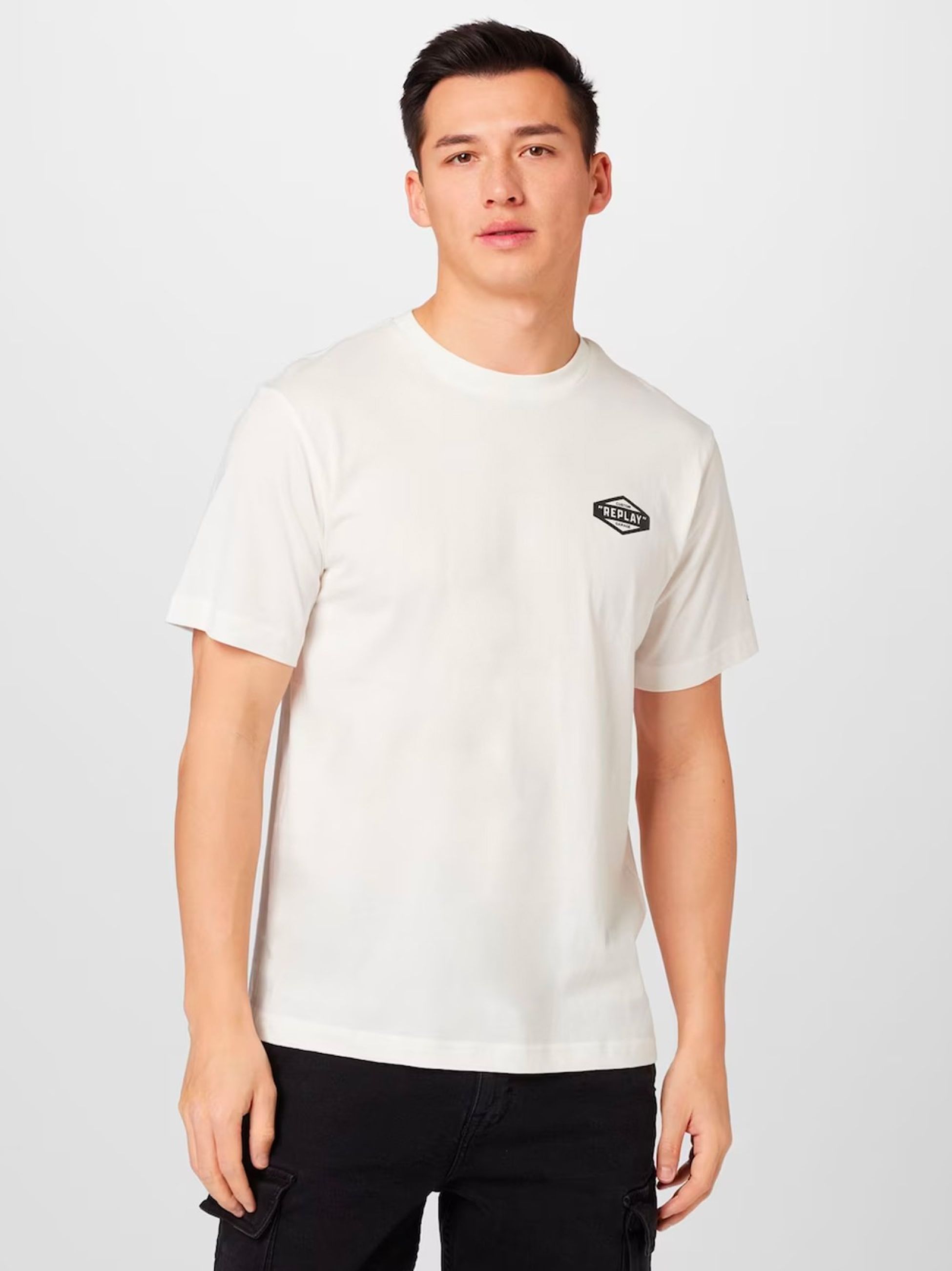 Replay Natural White Printed Logo T-Shirt | Designerwear | Signup for ...