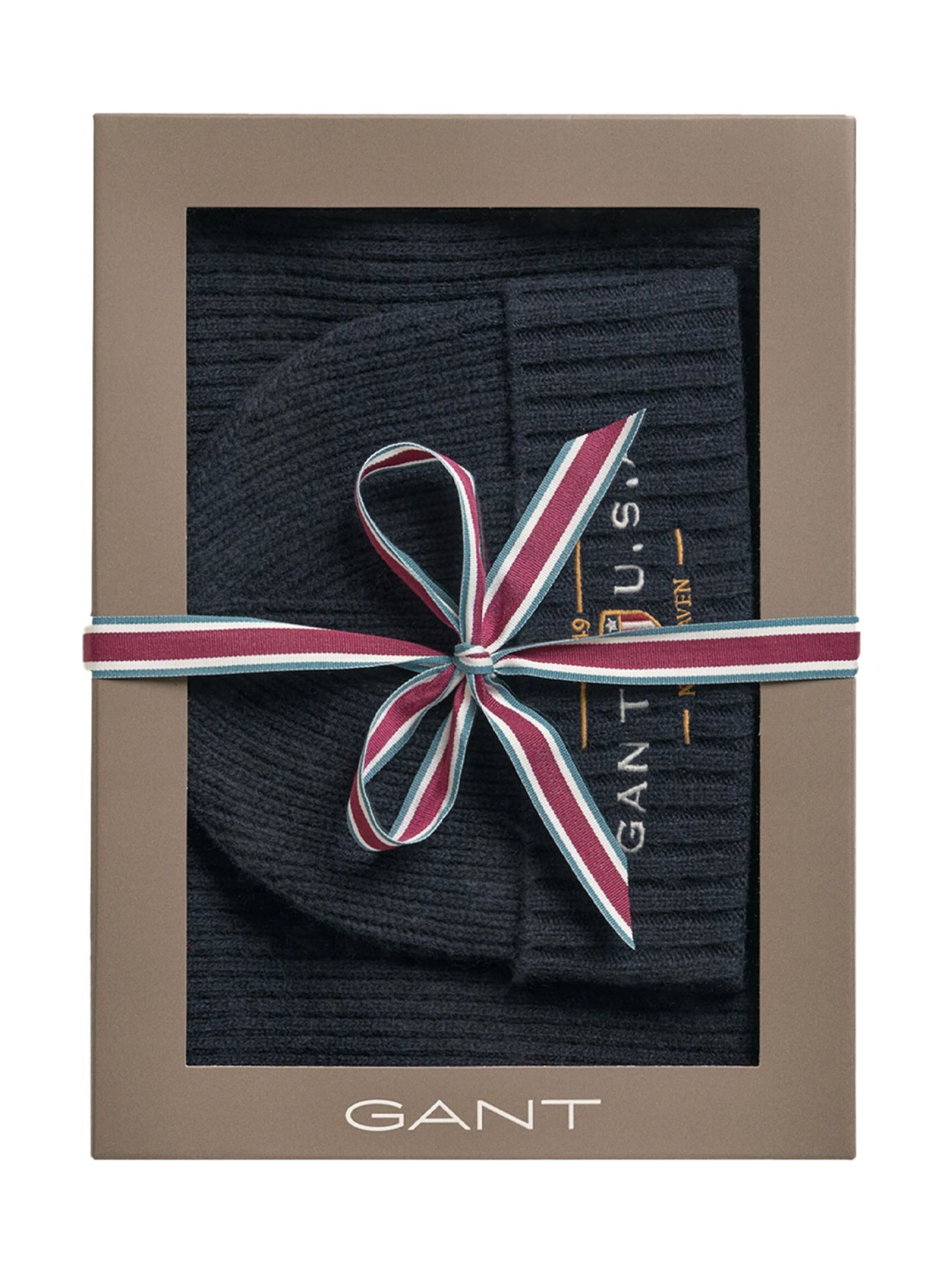 GANT Evening Blue Banner Shield Beanie and Scarf Gift Set