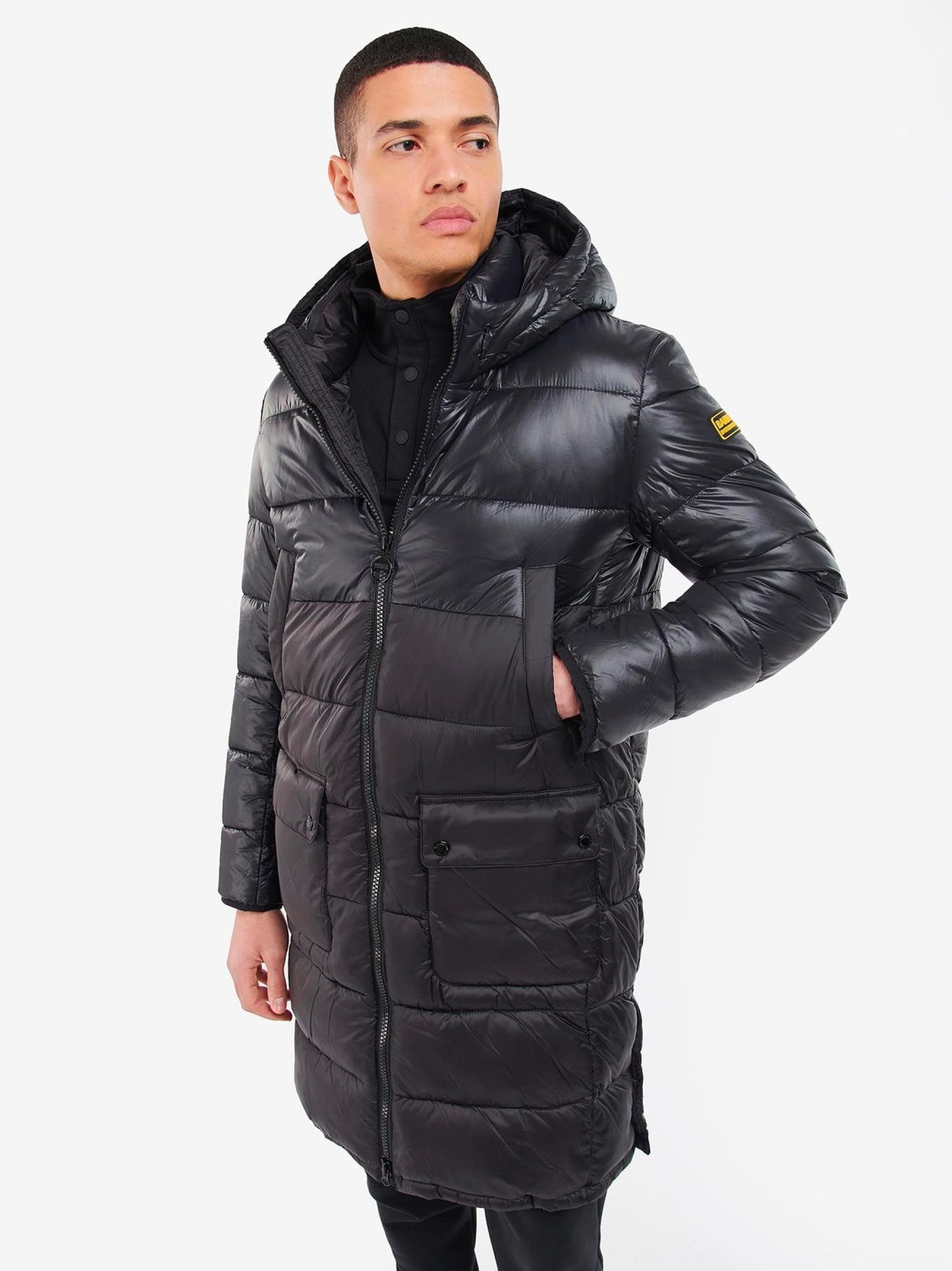 Barbour International Black Balfour Parka Quilted Jacket Designerwear Signup for an Exclusive Discount Code