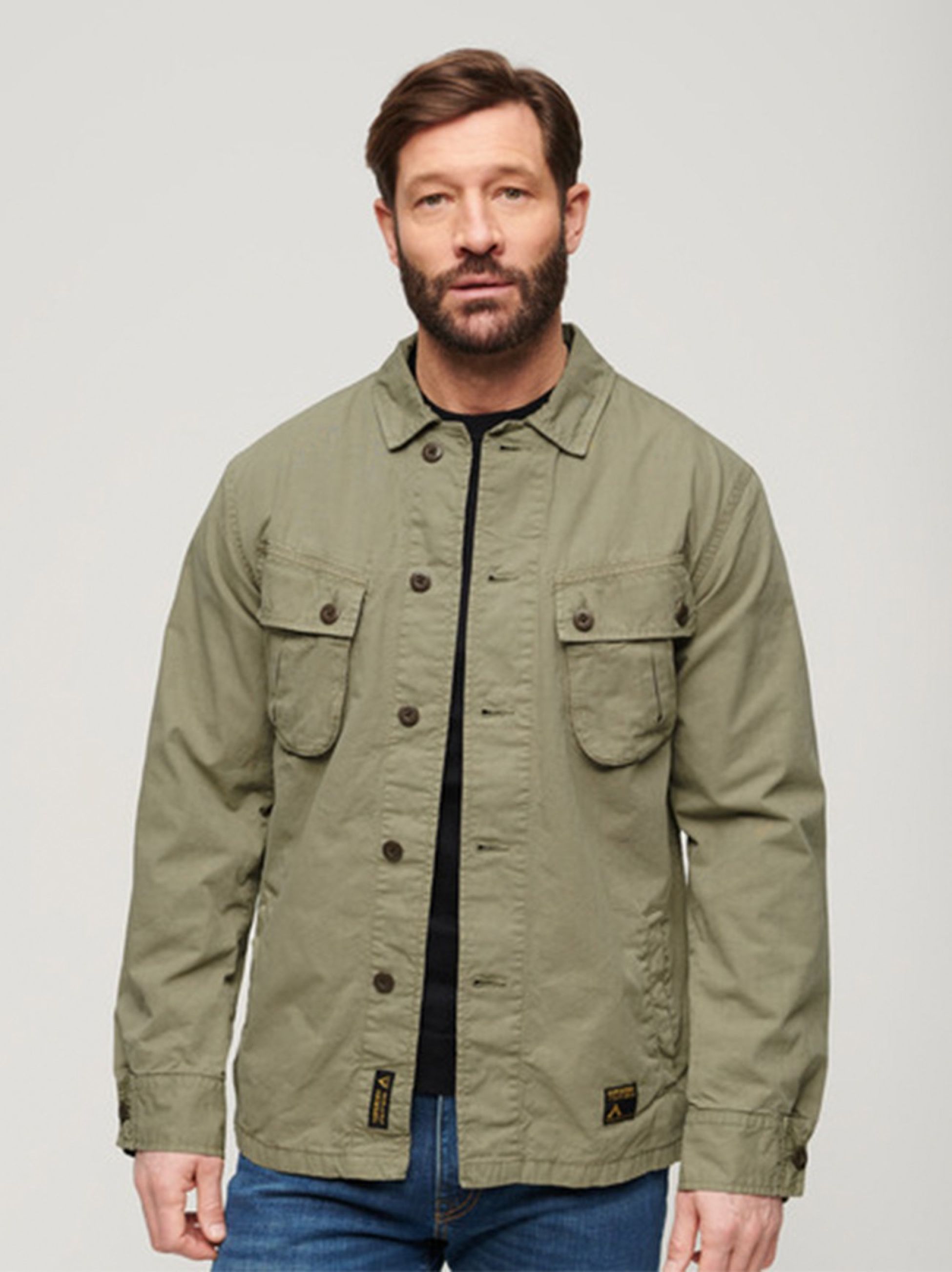 Superdry Mens Light Khaki Green Military Overshirt Jacket