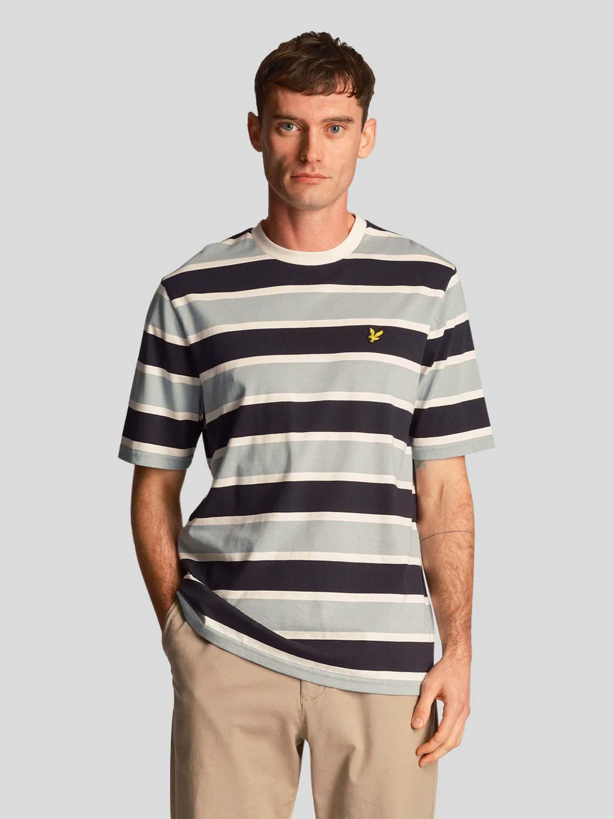 Lyle and Scott Mens Slate Blue Stripe T-Shirt Designerwear