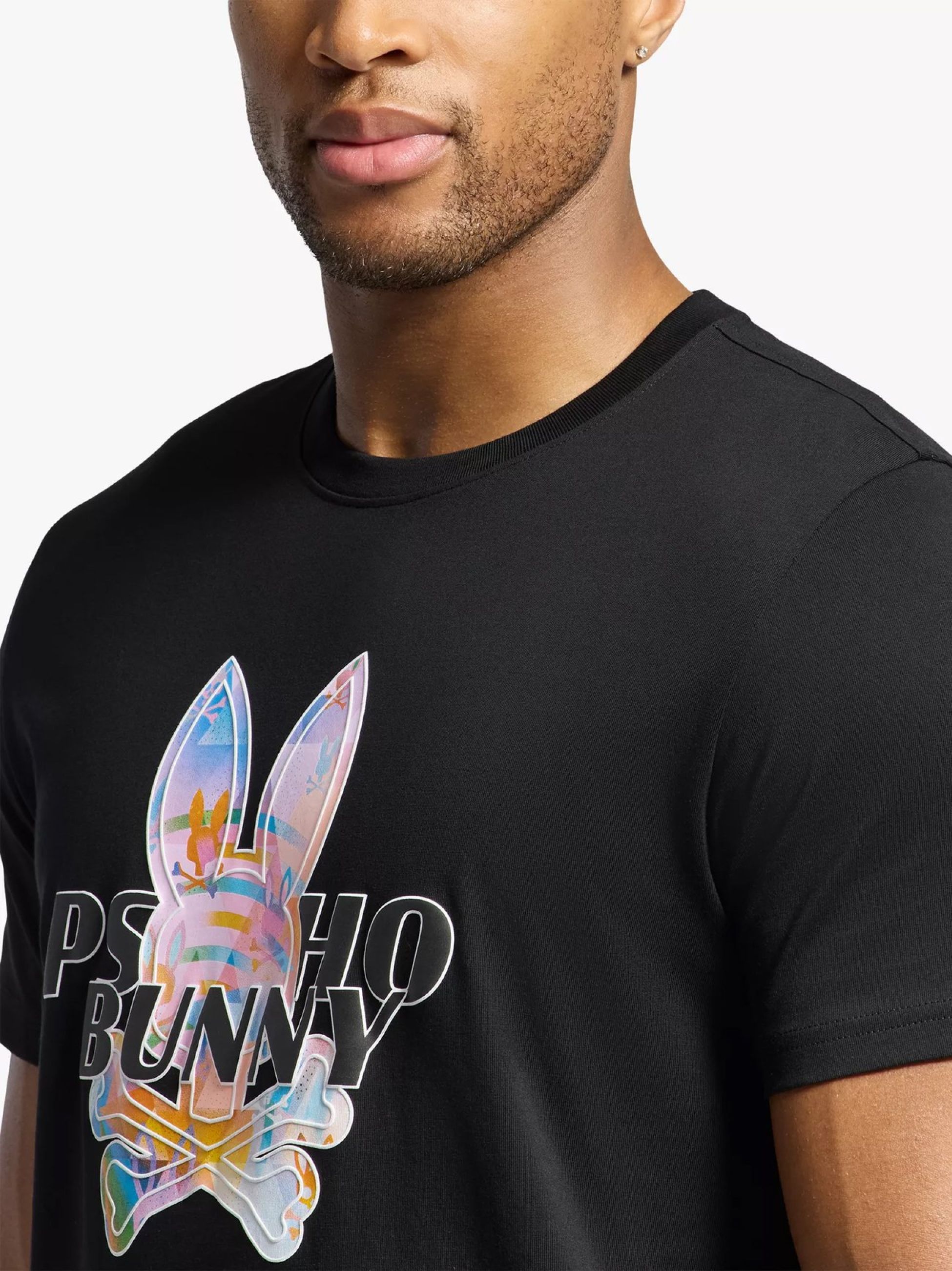 Psycho Bunny Mens Black Milos Graphic T-Shirt | Designerwear
