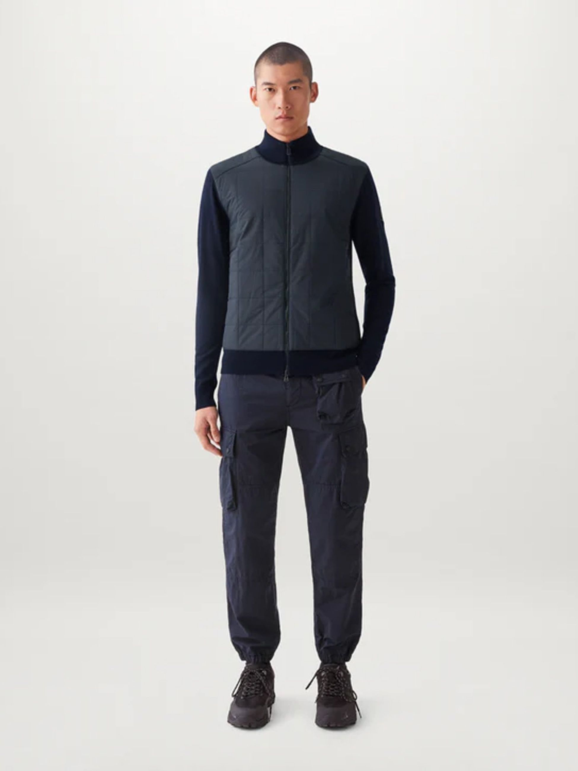 Belstaff Mens Washed Navy Kelbrook Zip Cardigan | Designerwear