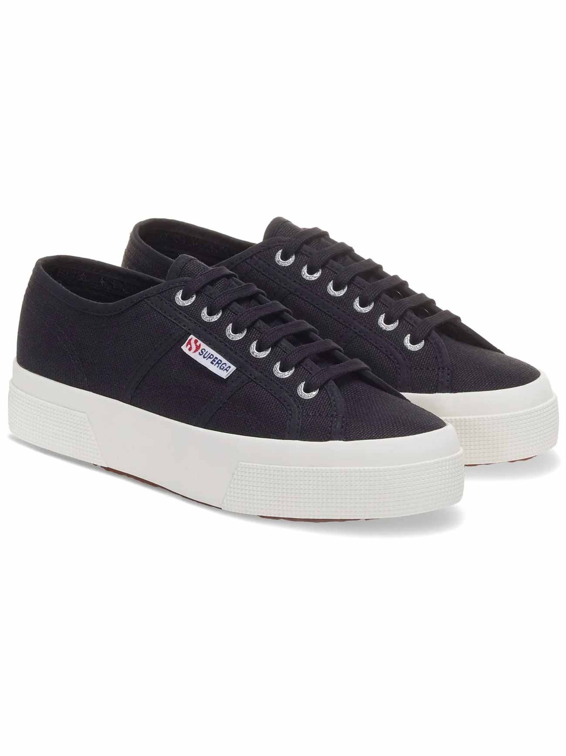 SUPERGA Womens Black Bristol Ivory 2740 Platform Trainer