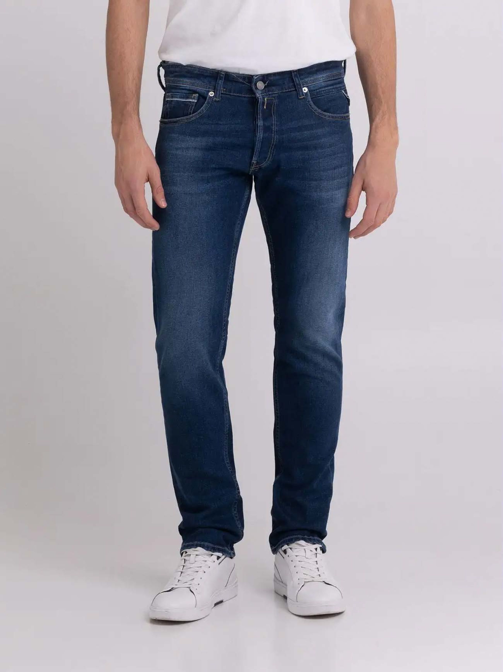Replay Homme Replay Grover Touch Jeans, Bleu Foncé (007), 27W X 30L Hommes Jean Replay Homme Hyperflex