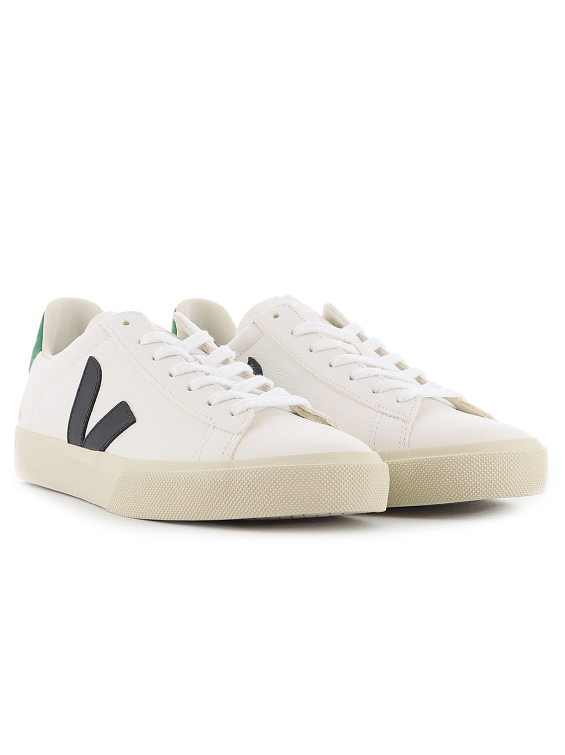 Veja Mens Extra White Black Emerald Campo Chromefree Leather Trainer